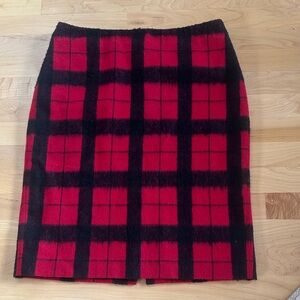 Talbots Vibrant Red and Black Checkered Pencil Skirt